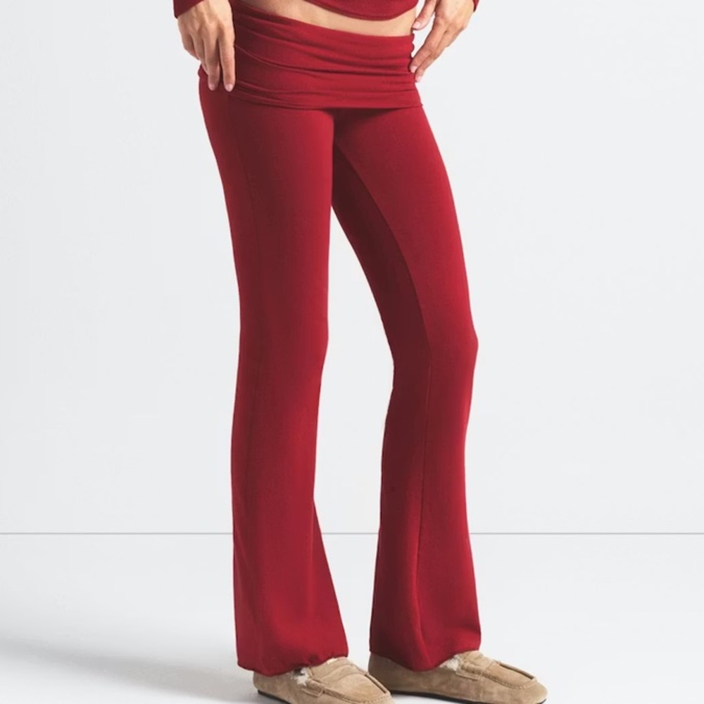 NEW SKIMS Stretch Cotton Jersey Foldover Pants - Picture 3 of 7